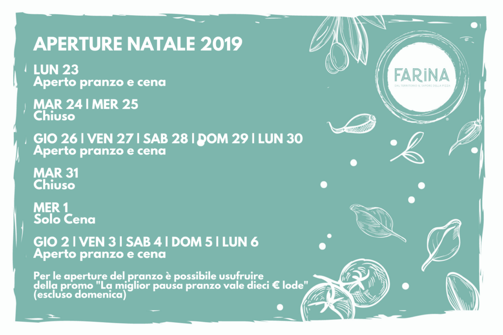 Calendario aperture festività Farina