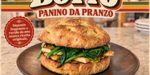 La cartolina vintage di Botto, il panino da pranzo di Farina a Pesaro